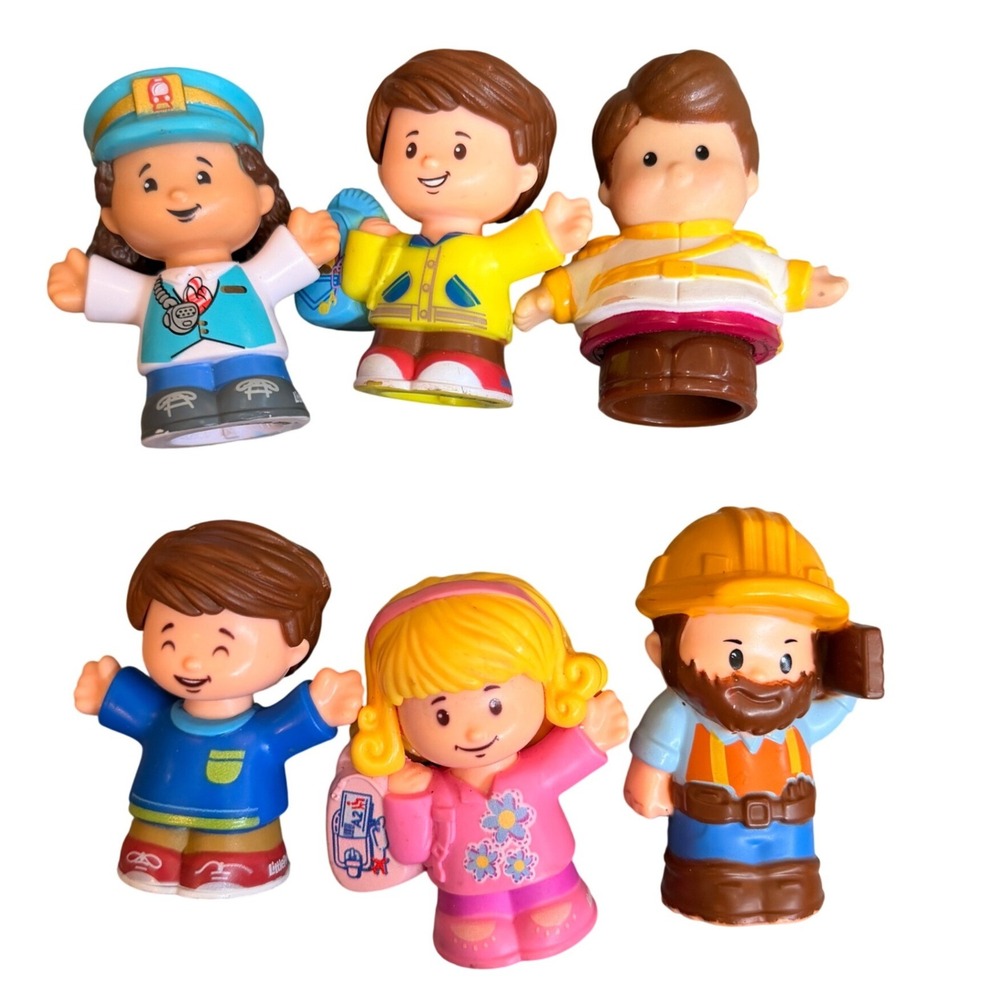 Fisher Price Little People Figures Lot of 6 Construction Worker Conductor Prince